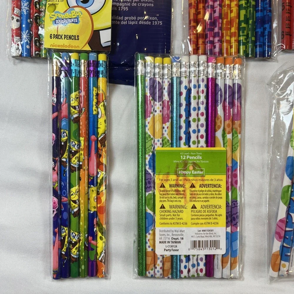 Vintage Pencils Lot Sealed Spongebob School Easter Christmas Dixon No 2‎